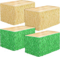 Fovths 4 Packs Luau Grass Table Skirt Fringe Straw Green Grass Skirt 108 x 30 by Fovths