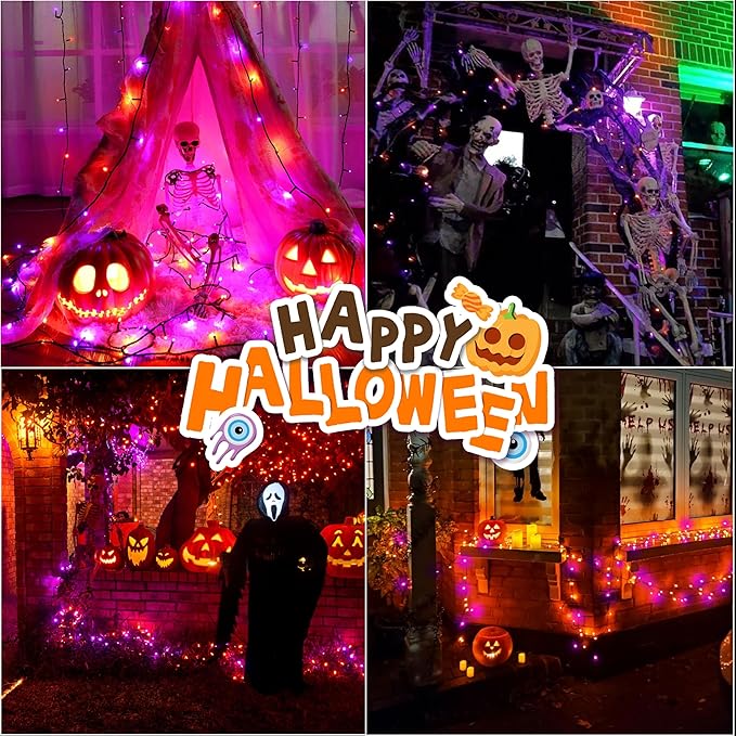 LAMPHOME 66ft Halloween Decorative Mini Lights, 200 LED Transparent Wire Fairy - Image 6