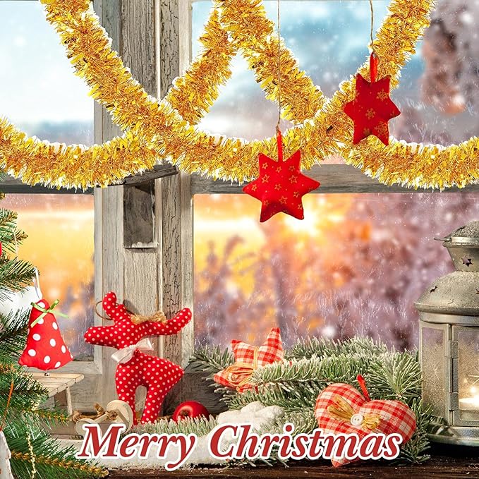 72 Feet Christmas Tinsel Garland Shiny Metallic Tinsel Twist Garland Streamers - Image 4