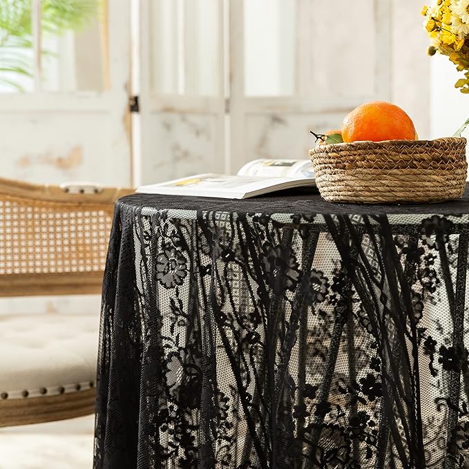 Gorgeous Round Lace Tablecloth, Vintage Floral Embroidered Table Cloths - Image 5