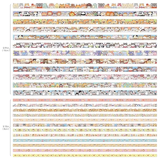 24 Rolls Colorful Cute Cartoon Animal Writable Washi Tape Set, Decorative Tapes - Image 2