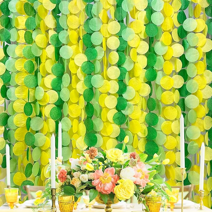 205Ft Yellow Green Party Decorations Ombre Green Yellow Circle Dot Backdrop - Image 6