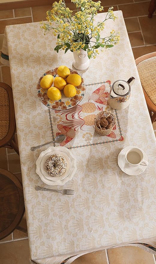 patdrea Designer Rectangle Linen Long Table Cloth, Vintage Anti-Wrinkle Durable - Image 4