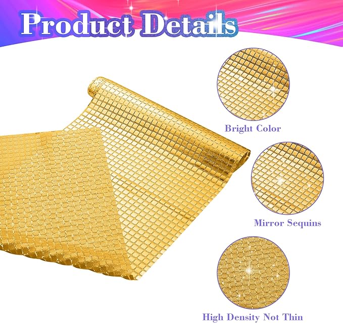 4 Packs Gold Disco Party Table Runner 12 x 108 Inches Mirror Glitter Table - Image 3