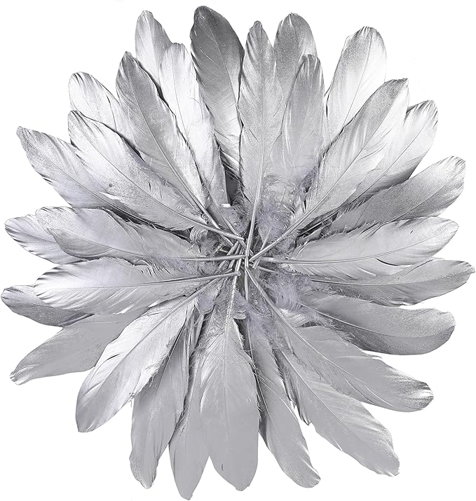 Larryhot Silver Goose Feathers for Crafts - Image 2