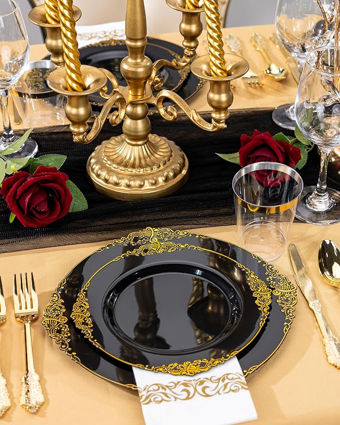 Nervure 350PCS Black Plastic Plates - Image 9