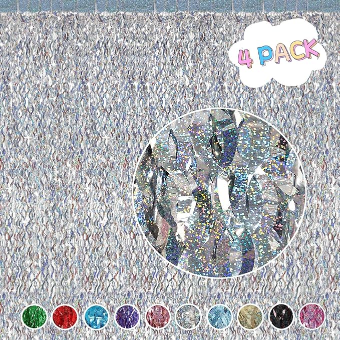 4 Pack Silver Tinsel Backdrop - Image 2