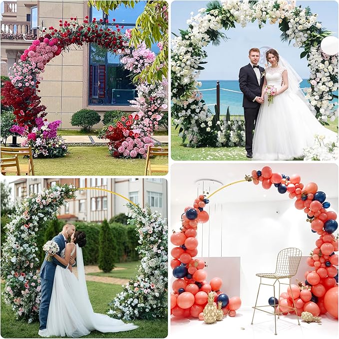 Wokceer Wedding Arch 8.5FT Round Backdrop Stand Gold Metal Circle Balloon Arch - Image 6