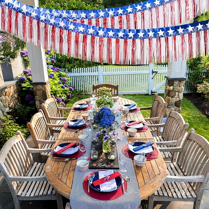 Mega-L 4th of July Decorations 2Packs 39 Feet Foil Fringe Garland Tinsel - Image 3