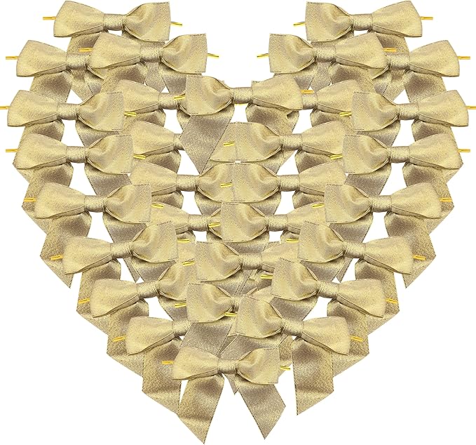 36pcs 4-1/2" Metallic Gold Glitter Ribbon Bows by Micomon