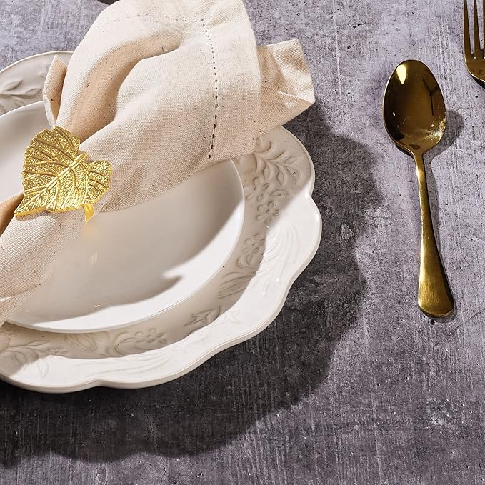 Elegant Handcrafted Leaf Napkin Rings - Image 2