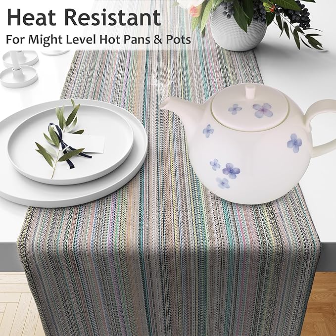 Ruvanti 100% Cotton Table Runner 108 Inches Long, Stain Resistant, Washable & - Image 4