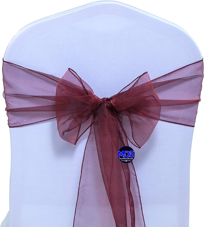 MDS Pack of 200 PCS Organza Chair Sashes Wider Dining Chair Bows Ribbon Tie Back - Image 3