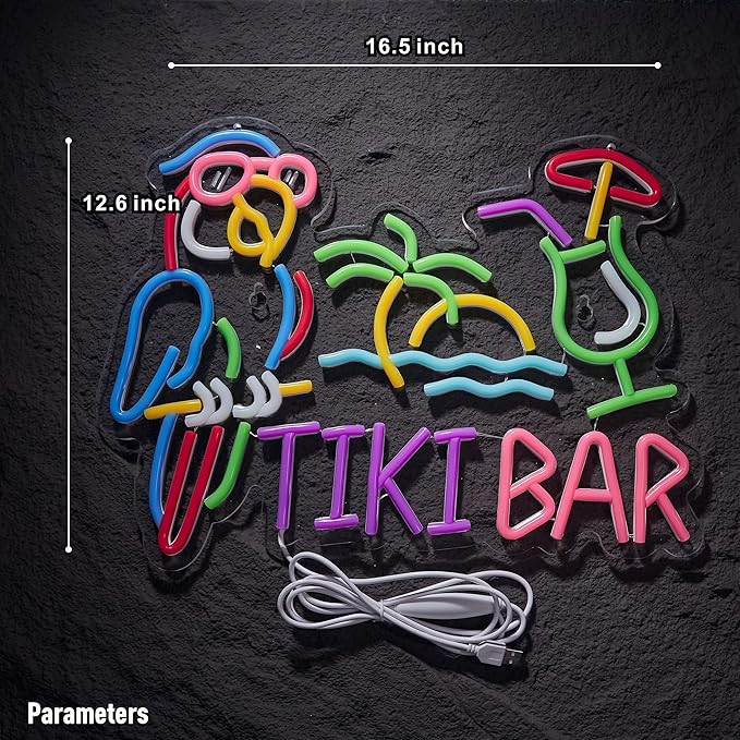 Tiki Bar Parrot Palm Tree Neon Sign - Image 5