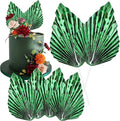 Gyufise 6Pcs Paper Palm Fan Cake Toppers Palm Spear Leaves Fan Cupcake Toppers by Gyufise