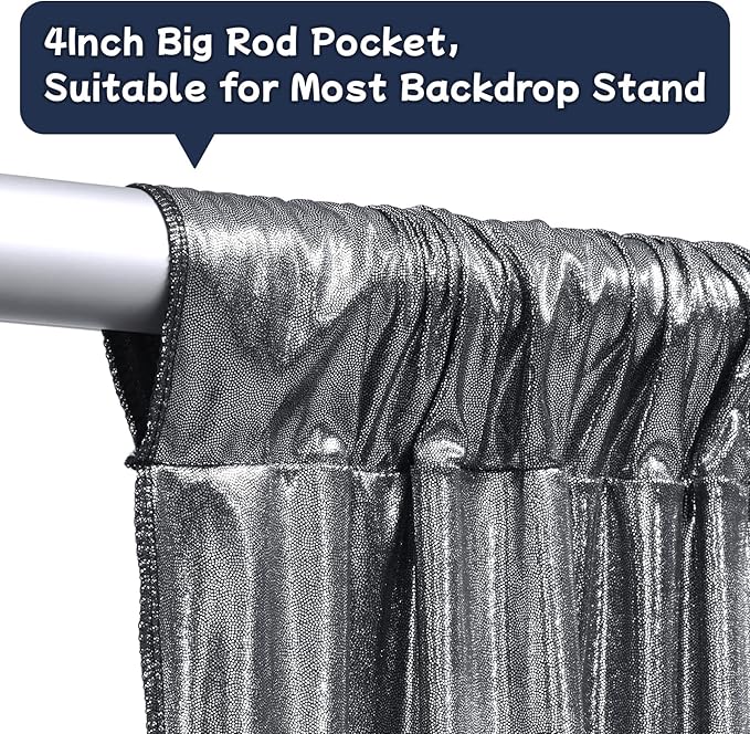 30ftx10ft Black Silver Glitter Sequin Backdrop Curtain - Image 7
