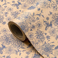 WRAPAHOLIC Kraft Blue Floral Wrapping Paper by WRAPAHOLIC