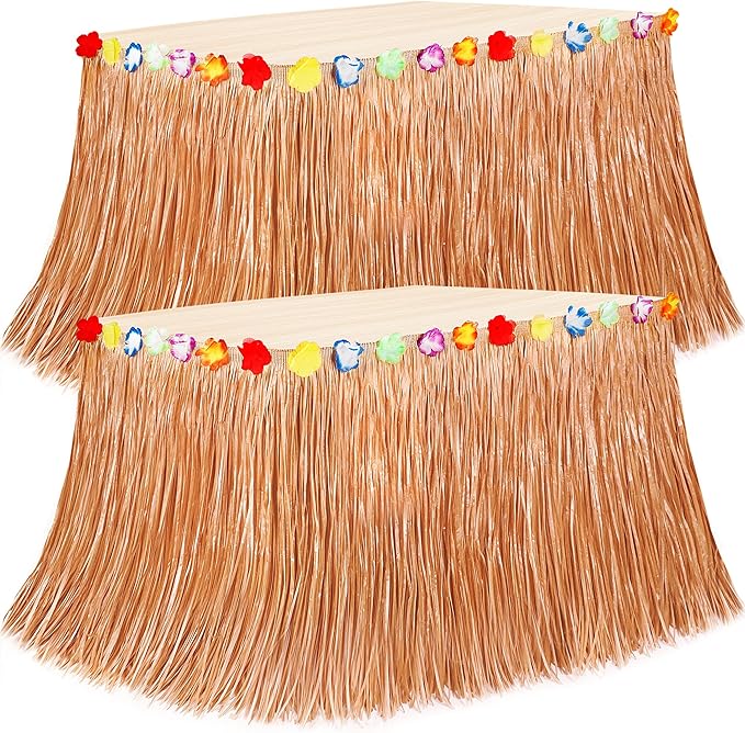 Hawaiian Themed Party Decorations, 108 X 29.5" Table Skirt Flower Tropical Hula by Huskein