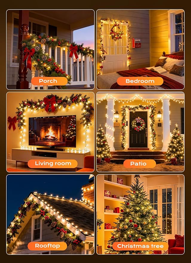 Minetom LED Clear White Christmas String Lights, Christmas Decorations Indoor - Image 7