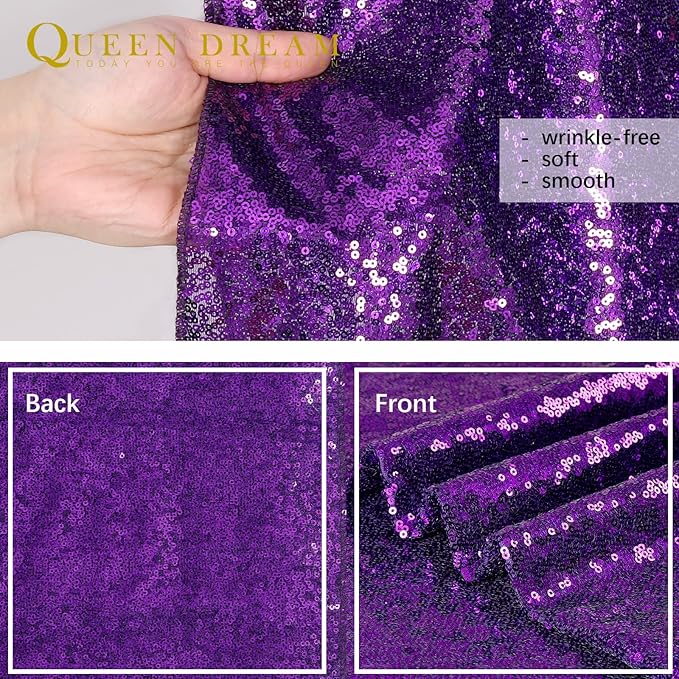 10ft x 10ft Purple Sequin Backdrop Glitter Halloween Party Backdrop Curtains - Image 4