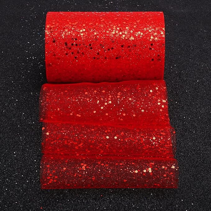 Glitter Tulle Rolls, 6” by 50 Yards Sparkling Tulle Spool Ribbon Sequin Tulle - Image 5
