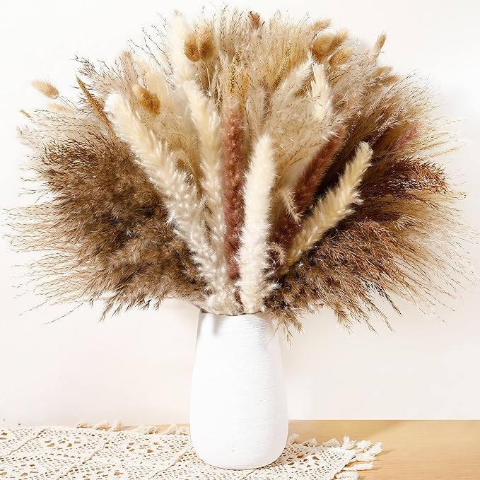 135Pcs Dried Pampas Grass Decor, Boho Home Decor, Mini Bunny Tails Dried Flowers - Image 7