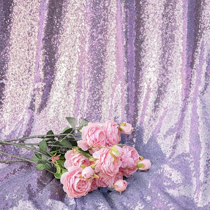 JYFLZQ Lavender Sequin Backdrop Curtains 8ft x 8ft 1 Panel Glitter Photo Booth - Image 3