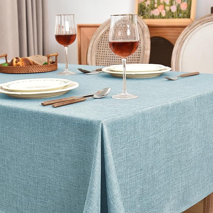 Fitable Textured Linen Tablecloths 2 Pack, Waterproof Fabric Rectangle Table - Image 3