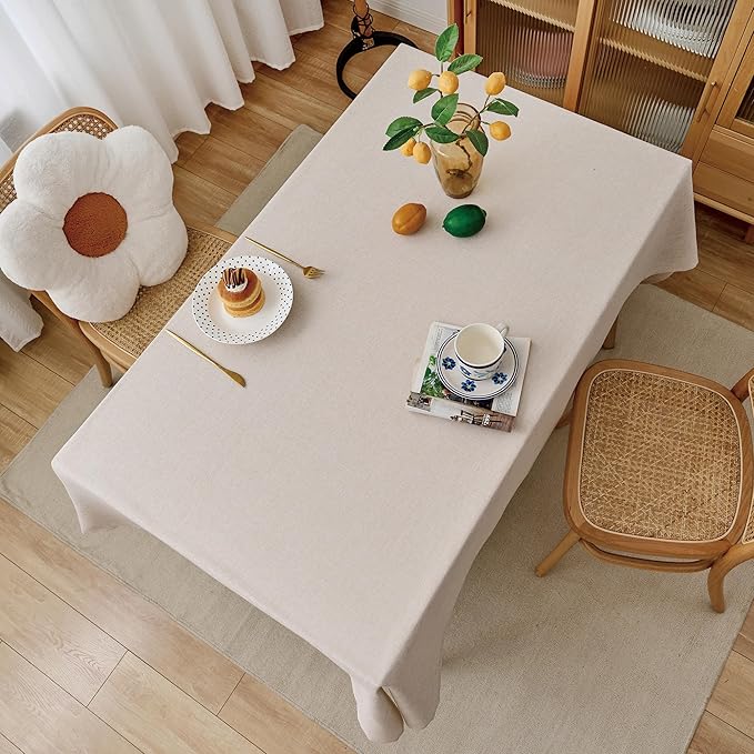 NLMUVW Linen Tablecloth Rectangle, Rustic Textured Table Cloth Water Resistant - Image 8