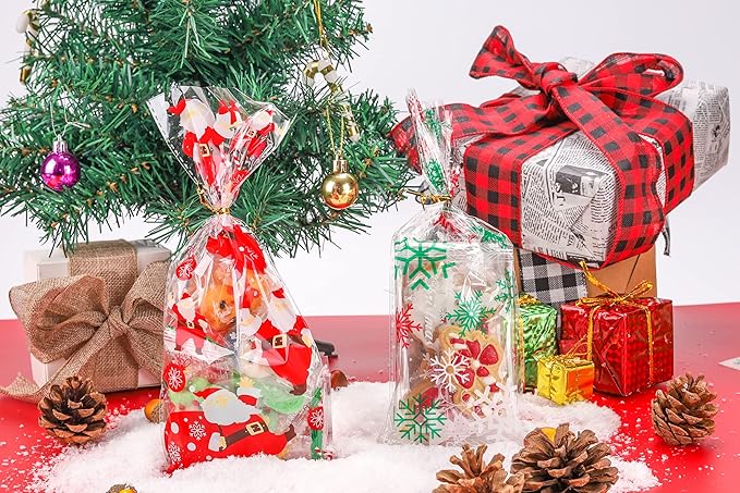 LOKIQNG 150PACK Christmas Cellophane Bags Treat Cookie Gift Bags - Image 5