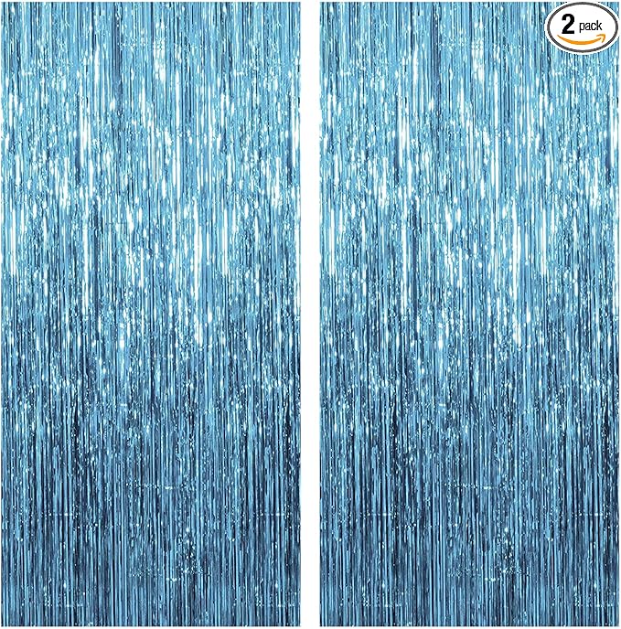 2 Pack Blue Streamers Party Decorations Fringe Backdrop Ocean Themed by KEJ