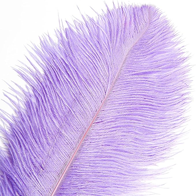 THARAHT Lavender Ostrich Feathers 12pcs Large Natural Bulk 16-18Inch 40cm-45cm - Image 3