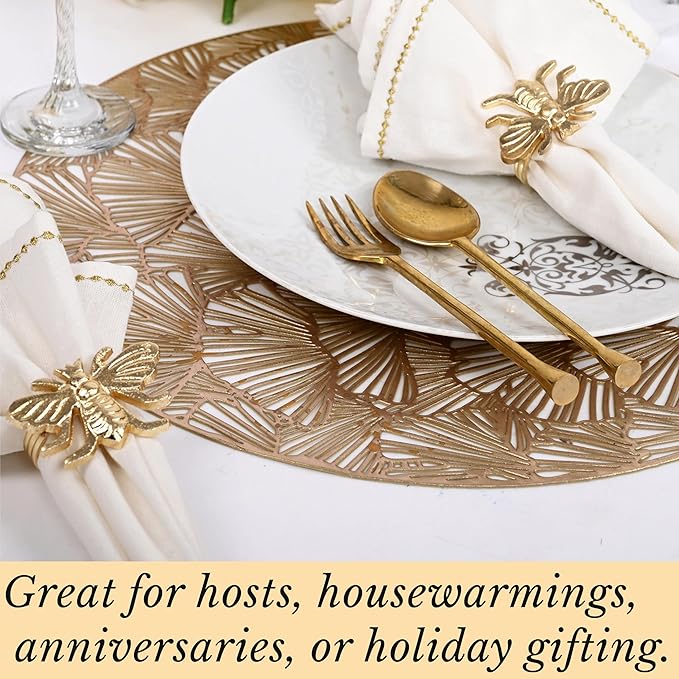 Gold Napkin Rings Set of 12 - Image 5