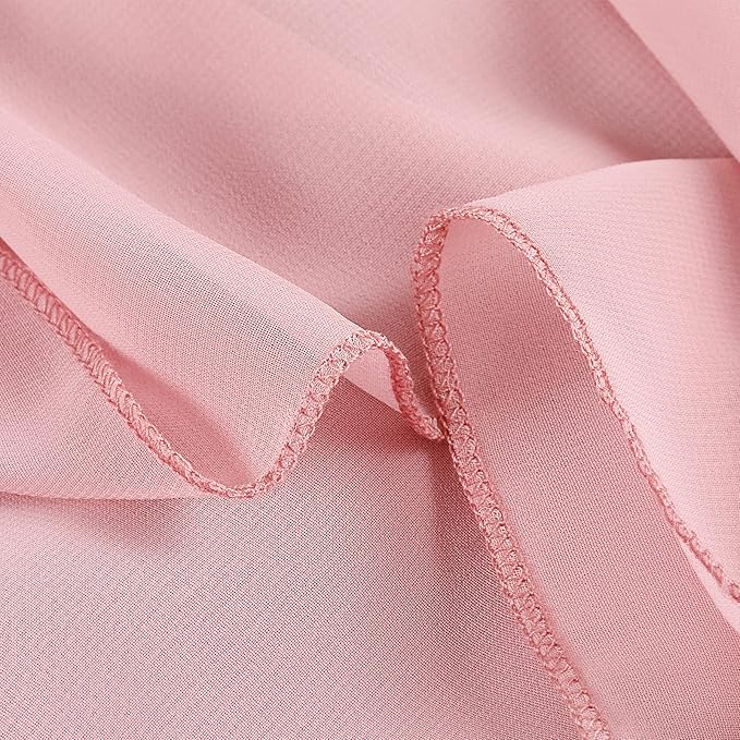 14FT Dusty Rose Chiffon Table Skirt Sheer Rectangle Tablecloth - Image 6