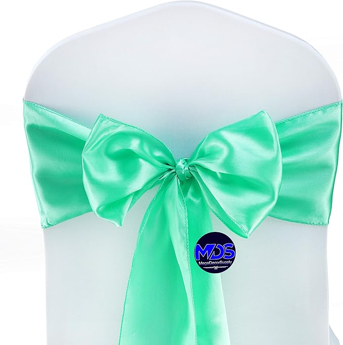 MDS Pack of 10 PCS Satin Chair Sashes Charmeuse Sateen Dining Chair Bows Ribbon - Image 2