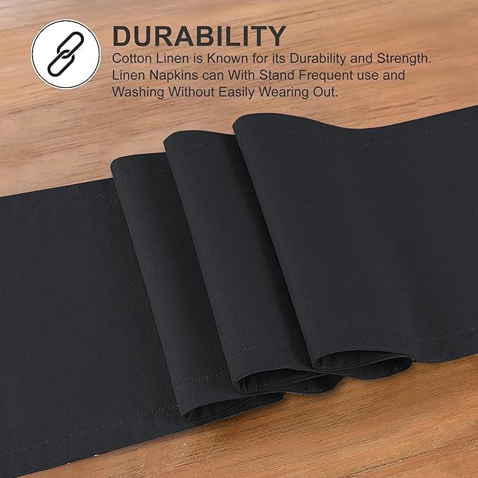 Ruvanti Linen Table Runner 108 Inches, Classic Hemstitch, Non-Slipping - Image 3