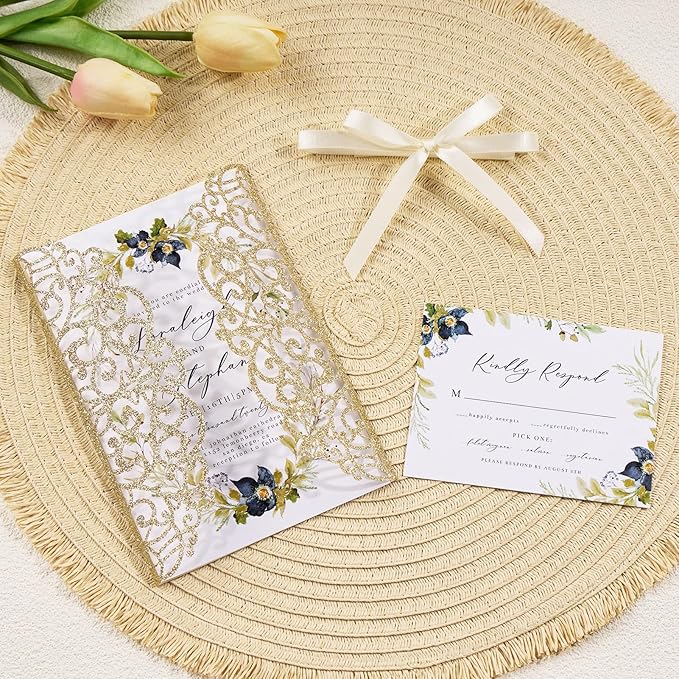 25pcs Glitter Wedding Invitations - Image 3