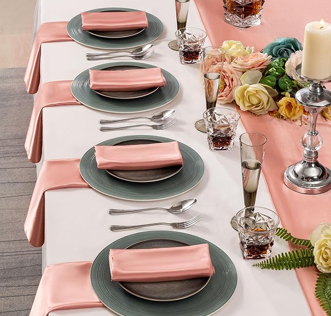 36 Pack Square Satin Dinner Napkins, 16x16 Inches Silky Soft Smooth Table Cloth - Image 2