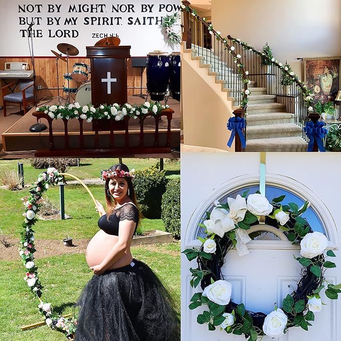UKELER 2 Pack Artificial Flower Garland Fake Rose Vine Artificial Flowers - Image 5