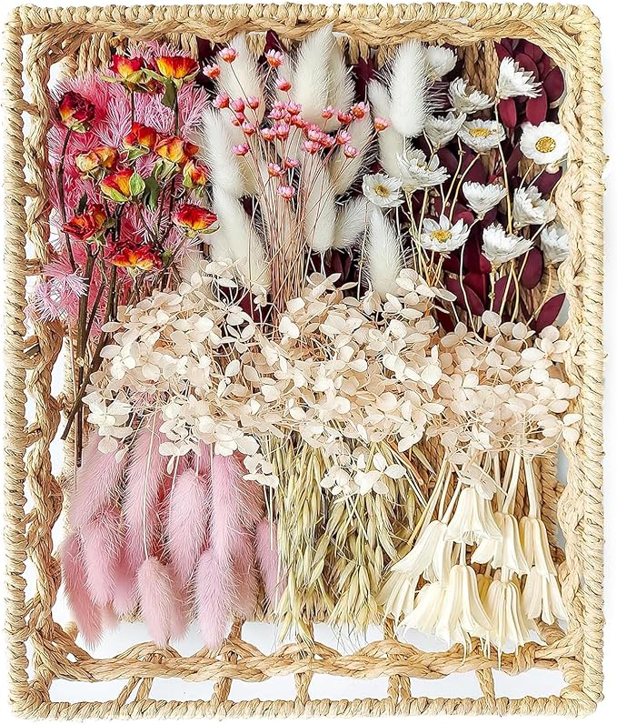DIY Natural Dried Flower Set for Vase, Bulk Boho Dried Flowers by xinsconvey