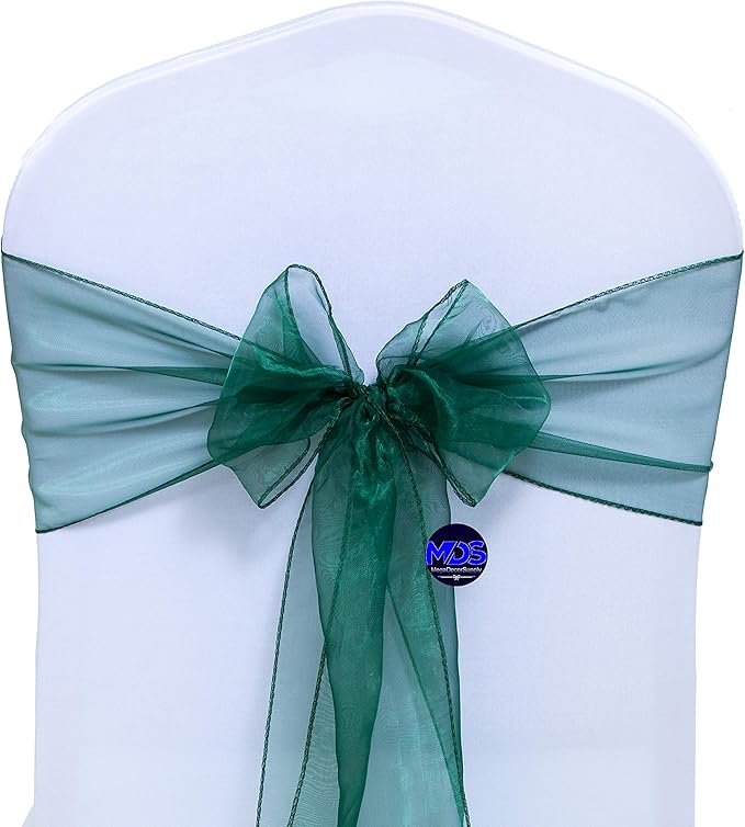 MDS Pack of 200 PCS Organza Chair Sashes Wider Dining Chair Bows Ribbon Tie Back - Image 3
