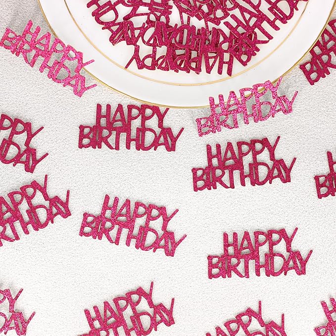 Hot Pink Happy Birthday Confetti Girl Birthday Party Decorations Glitter Table - Image 5