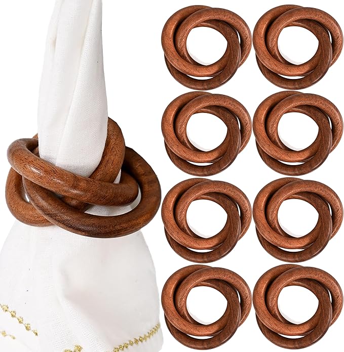 Three Ring Napkin Rings Set of 8, Decorative Handcuff Serviette Ring, Napkin by CLEENTABLE