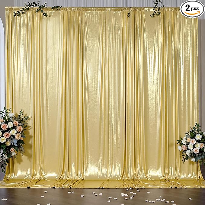Outpain 10x10ft Gold Sequin Backdrop Curtains -Heavy Duty Gold Photography by Outpain
