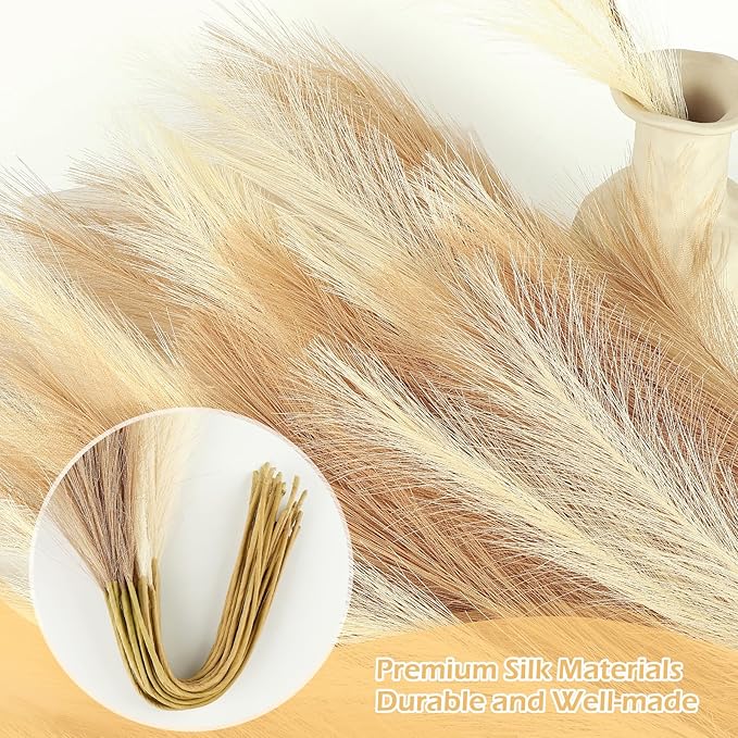 Pampas Grass Decor 30 Pcs 21.7 Inch Faux Brown Pampas Grass Bulk Artificial - Image 4