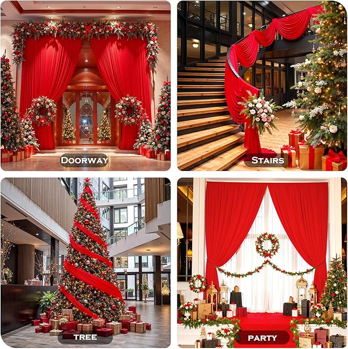 PartyVillage 20ft×15ft Red Backdrop Curtain - Image 3