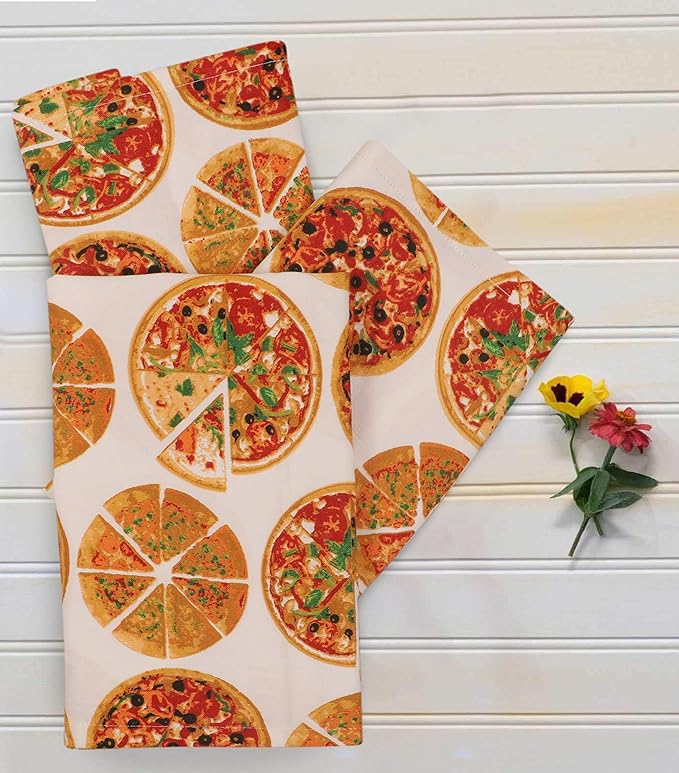 Urban Villa Dinner Napkins Pizza Print Cloth Napkins Oversized 20x20 Inches - Image 7