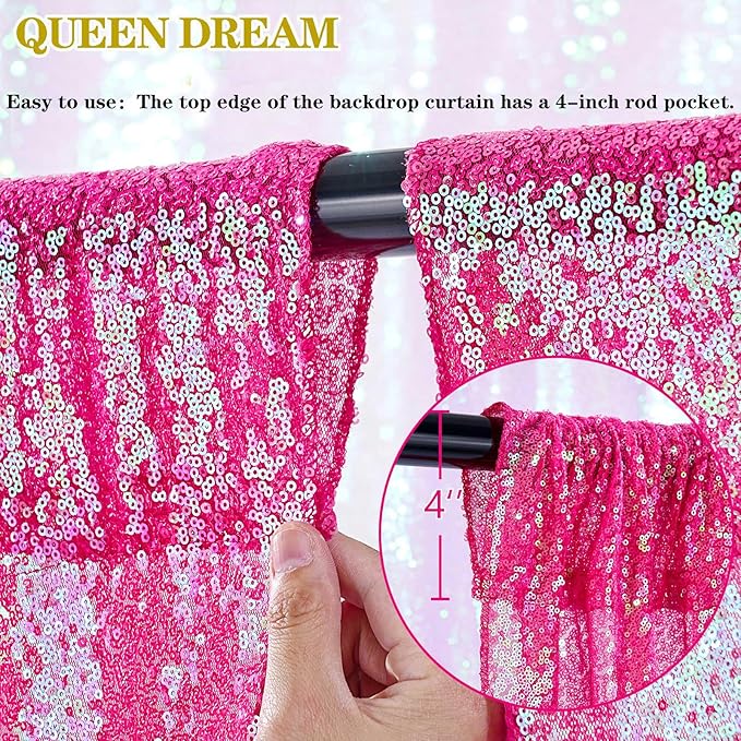 Sequin Backdrop Curtains Wedding Photo Backdrop Glitter Birthday Bridal Party - Image 4