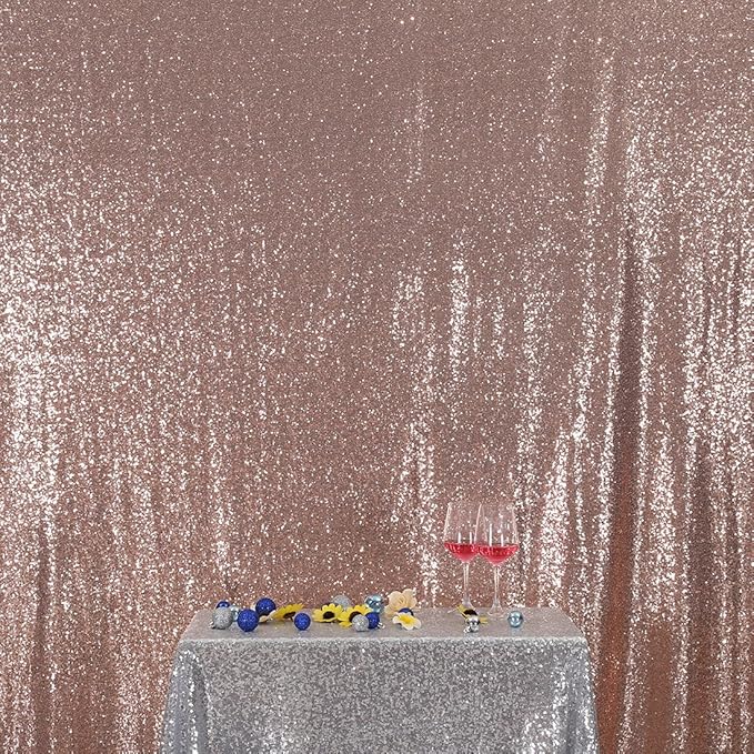 Poise3EHome 8FT x 8FT Rose Gold Sequin Backdrop Curtain Photography - Image 9