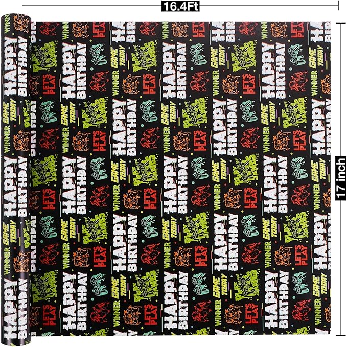 Aimyoo Gaming Birthday Wrapping Paper Roll - Image 3